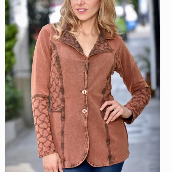Inca Cottons Jackets & Blazers - Peruvian Cotton Frosted Rust Color Blazwe, look of a tailered Blazer comfort of